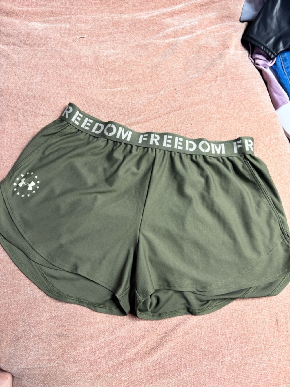 Under Armour Olive Green Freedom Elastic-Waist Athletic Shorts